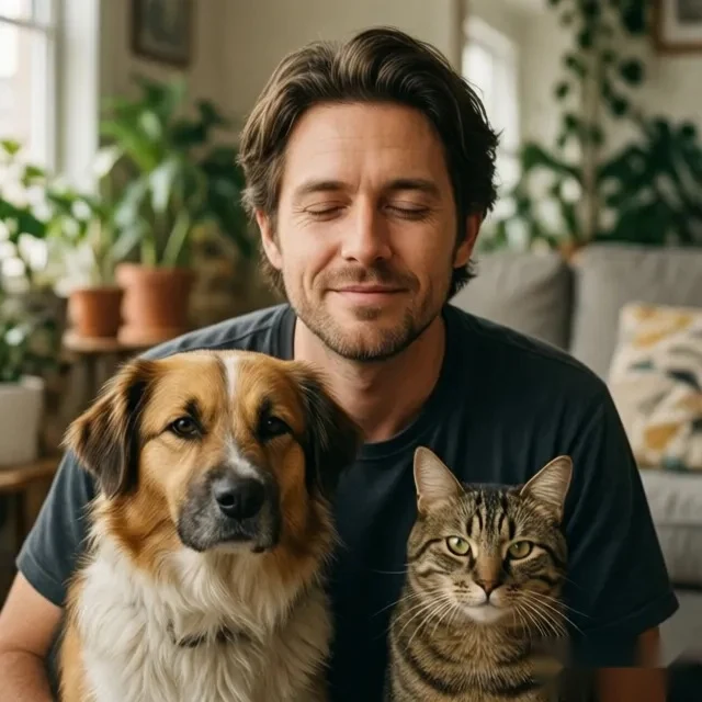 Before fixing closed eyes in a pet photo