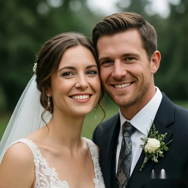 After fixing closed eyes in a wedding photo